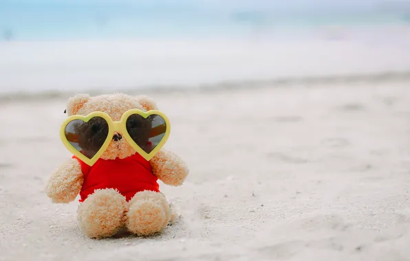 Картинка песок, море, пляж, лето, любовь, отдых, игрушка, очки