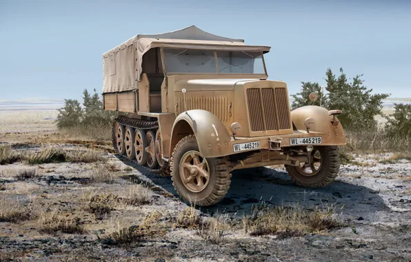 Германия, военный, тягач, Sd.Kfz.7, Полугусеничный, Sonderkraftfahrzeug, Krauss-Maffei