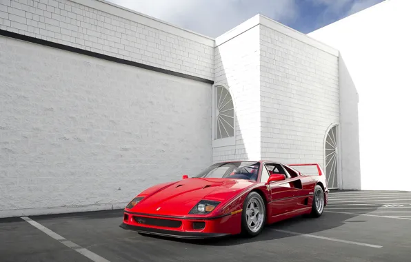 Ferrari, Red, F40, Wall