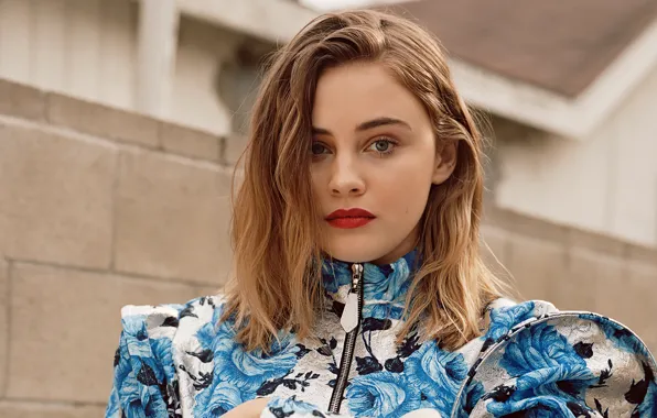 Картинка взгляд, девушка, лицо, фон, актриса, губы, Josephine Langford