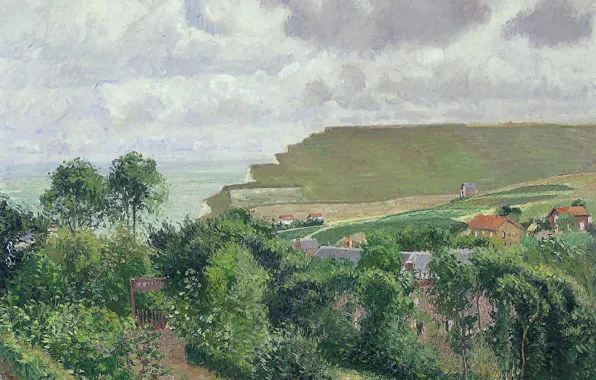 Пейзаж, картина, Камиль Писсарро, Вид Берневаля