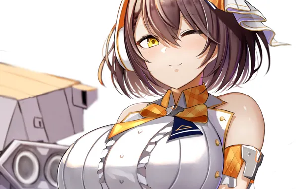 Girl, sexy, cleavage, blouse, boobs, anime, beautiful, short hair