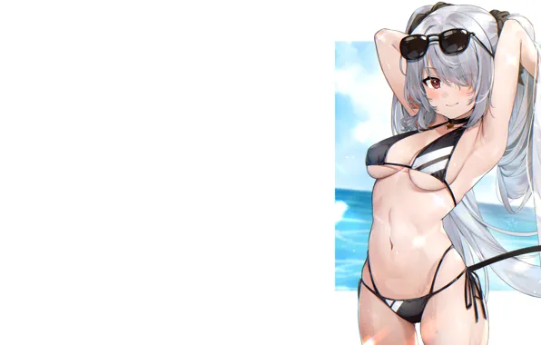 Kawaii, girl, hot, sexy, wet, beach, anime, seaside