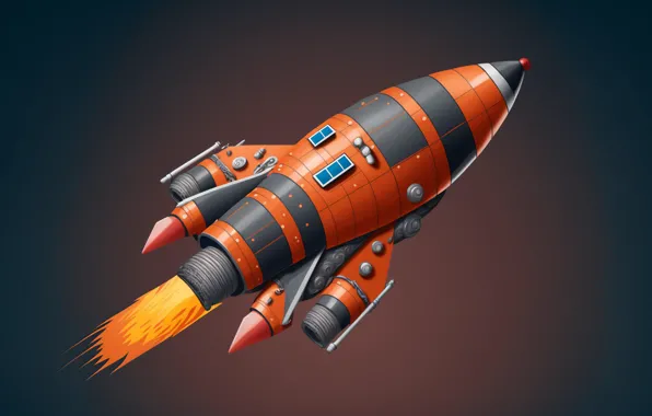 Картинка orange, rocket, illustration, AI art