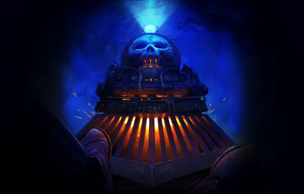 Рисунок, Череп, Локомотив, Ноги, Арт, The Death Flyer, Duncan Halleck, by Duncan Halleck