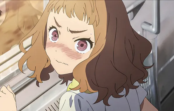 Взгляд, девушка, аниме, прическа, girl, anime, высокое качество, смущение