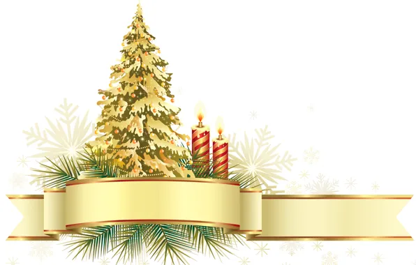 Шарики, праздник, елка, вектор, свечи, снежинка, открытка