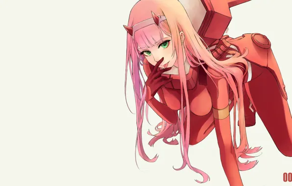 Девушка, поза, комбинезон, 002, Darling In The Frankxx, Милый во Франксе, Zero Two