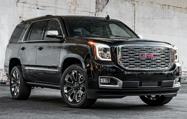 Car, машина, внедорожник, чёрная, black, спереди, колёса, GMC