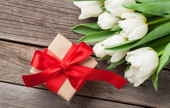 Картинка цветы, букет, тюльпаны, white, wood, flowers, tulips, spring