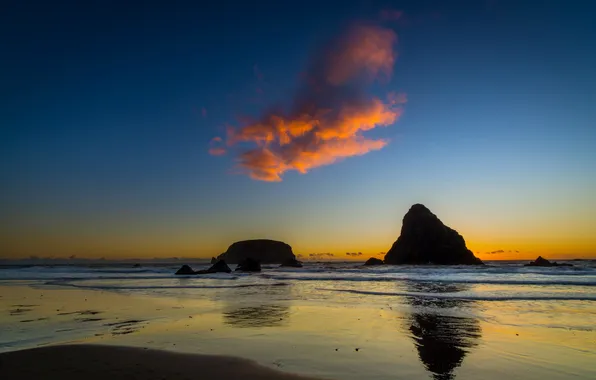 Море, облака, пейзаж, закат