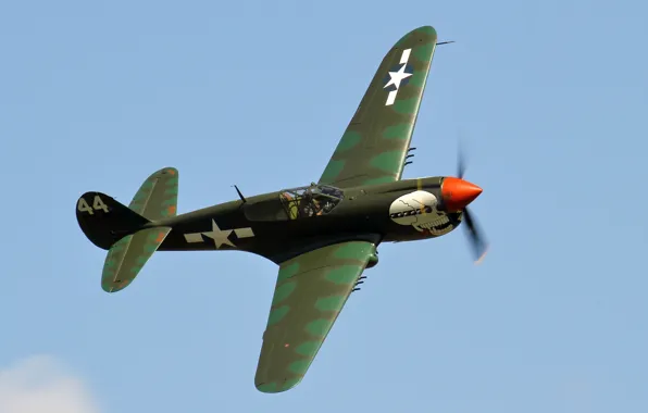 Истребитель, войны, Warhawk, мировой, Второй, времён, Curtiss P-40M