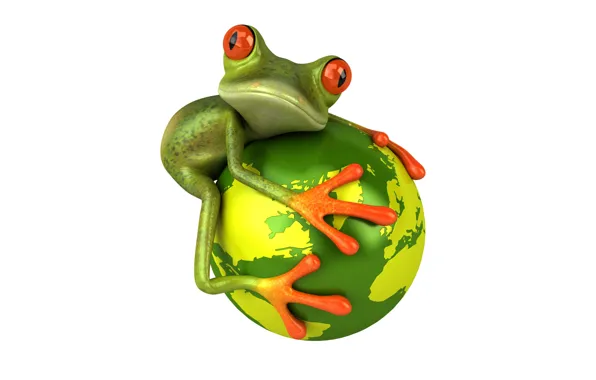 Картинка взгляд, графика, планета, лягушка, Free frog 3d
