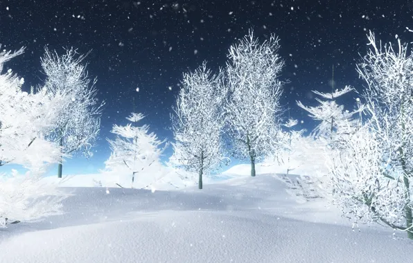Картинка зима, снег, деревья, white, landscape, winter, snow, tree