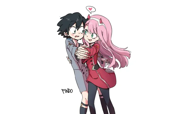 Девушка, парень, мультяшки, 002, Darling In The Frankxx, Милый во Франксе, Хиро