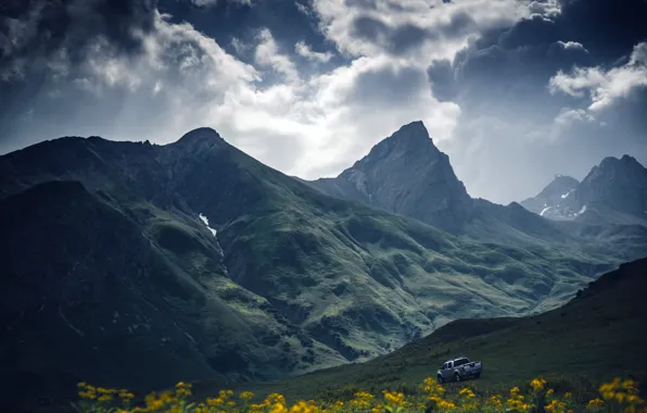 Картинка машина, горы, природа