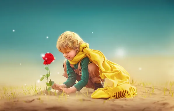 Картинка цветок, роза, мальчик, ребёнок, фотоарт, Ксения Лысенкова, Маленький принц