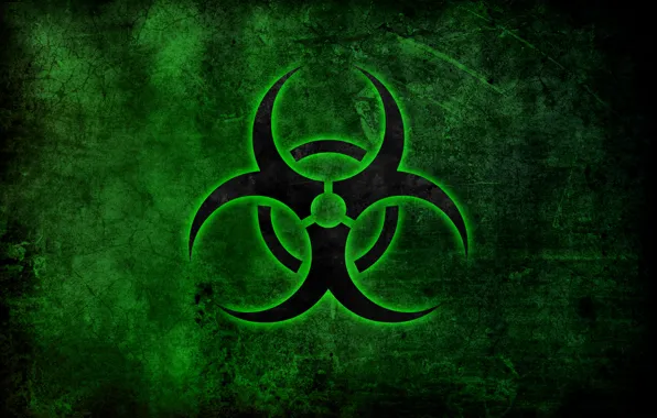 Опасность, знак, зелёный, эмблема, биологическое заражение