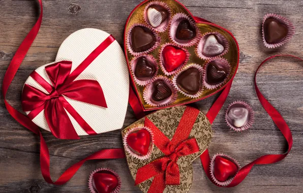 Любовь, подарок, шоколад, конфеты, сердечки, сладости, love, wood