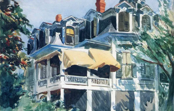 Картинка 1923, Edward Hopper, The Mansard Roof