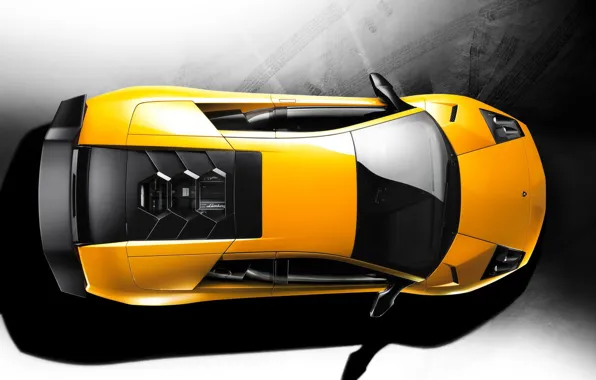 Желтый, Lamborghini, сверху, 157