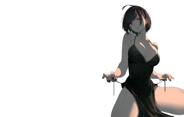 Girl, sexy, cleavage, dress, boobs, anime, beautiful, short hair