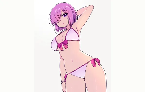 Girl, sexy, cleavage, boobs, anime, beautiful, short hair, purple eyes