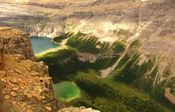 Горы, озеро, скалы, Канада, панорама, ущелье, Альберта, Banff National Park
