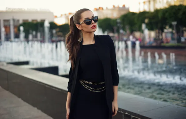 Girl, glamour, lips, hair, female, heels, fountain, high
