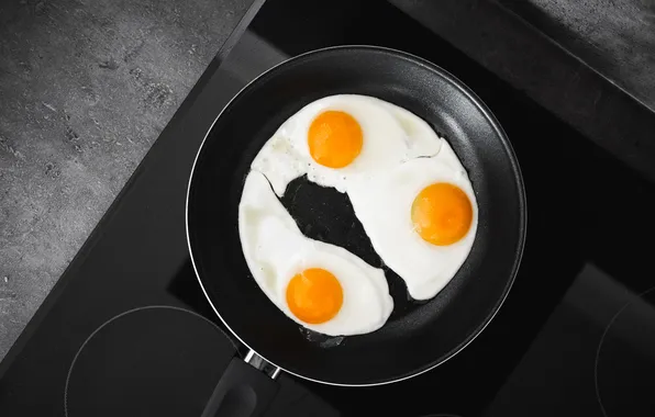 Kitchen, fried eggs, frying pan