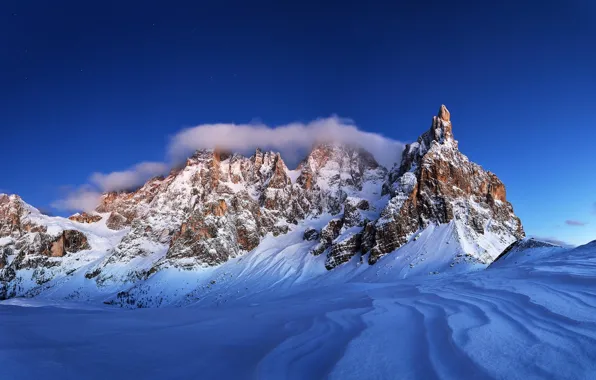 Картинка зима, небо, снег, пейзаж, природа, скалы, Горы