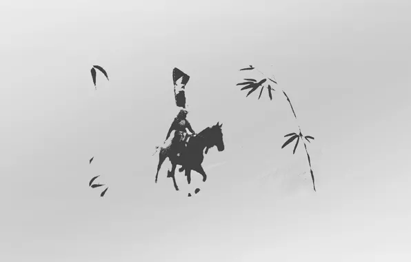 Samurai, wind, gray