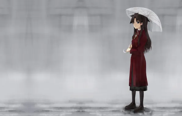 Картинка девушка, аниме, Дождь