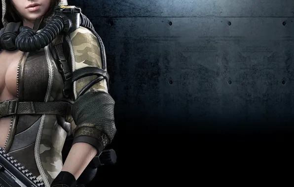 Windows, Microsoft, girl, gun, game, soldier, long hair, weapon
