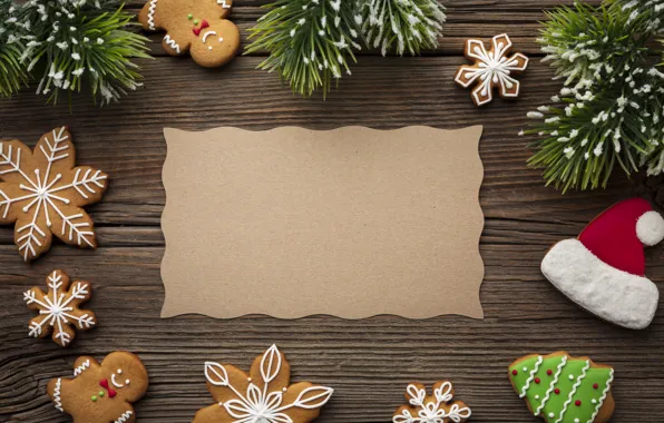 Украшения, печенье, Рождество, Новый год, new year, Christmas, wood, cookies