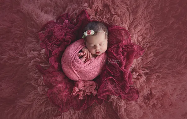 Картинка розовый, сон, девочка, мех, младенец