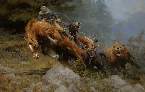Картинка животное, картина, Andy Thomas, Энди Томас, Grizzly Mountain
