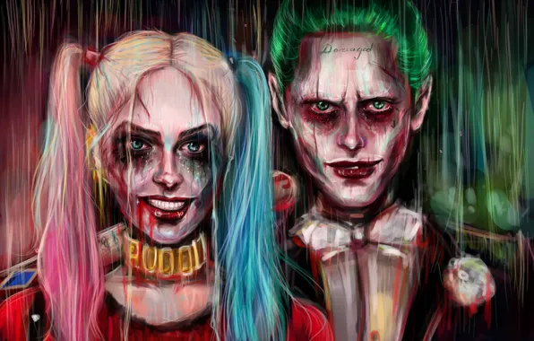 Joker, painting, artwork, Harley Quinn