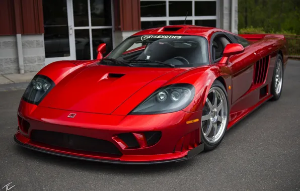 Красный, дизайн, спорткар, передок, Twin Turbo, Saleen S7, ручной сборки