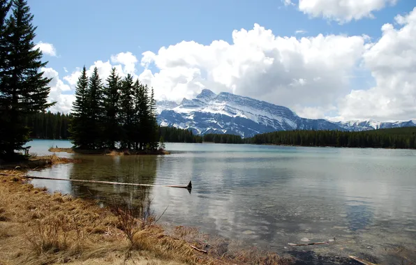 Лес, горы, озеро, Канада, Banff National Park
