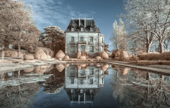Картинка отражение, замок, Château de Truyes