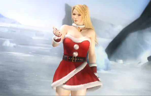 Лёд, блондинка, декольте, колокольчик, cosplay, Dead or Alive, бомбошки, DoA girls