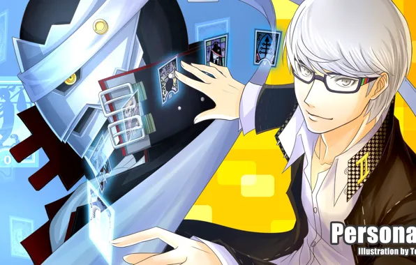 Взгляд, игра, очки, парень, Persona 4, Персона