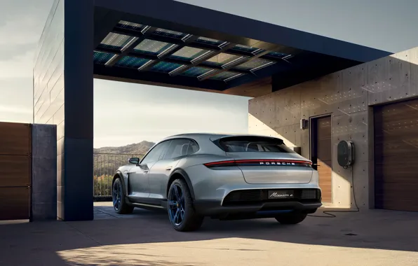 Concept, Porsche, вид сзади, 2018, Mission E, Cross Turismo