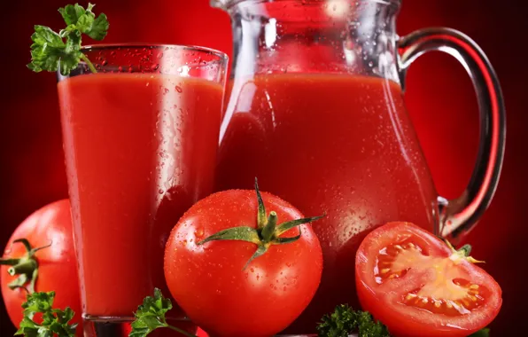 Красный, сок, томаты