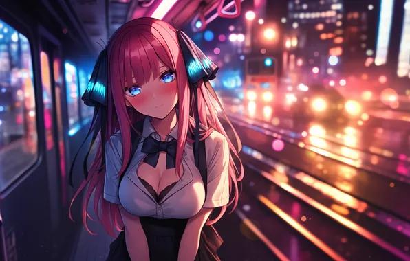 Аниме, арт, wallpaper, бельё, розовые волосы, The Quintessential Quintuplets, Go-Toubun no Hanayome, Nino Nakano