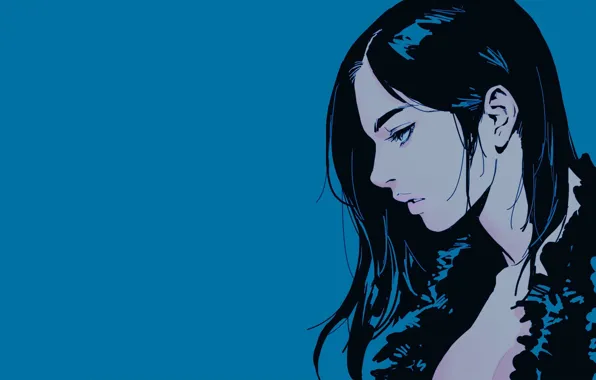 Картинка девушка, лицо, фон, минимализм, Illustration, doodle, Characters, Dongho Kang