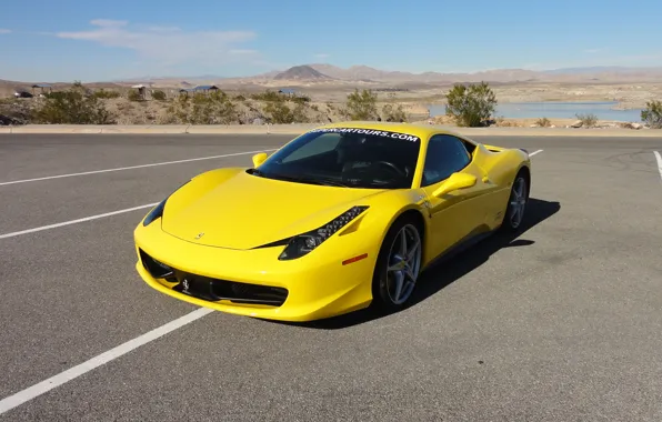 Картинка ferrari, 458, italia, yellow