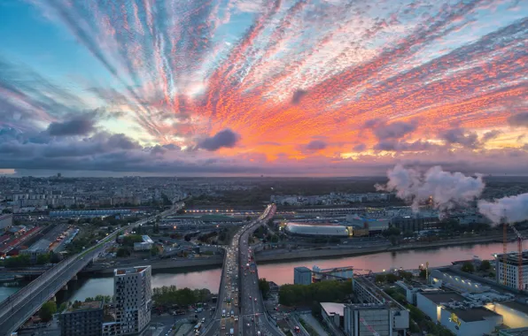 Небо, город, Île-de-France, Ivry-sur-Seine, Arrondissement de L'Haÿ-les-Roses