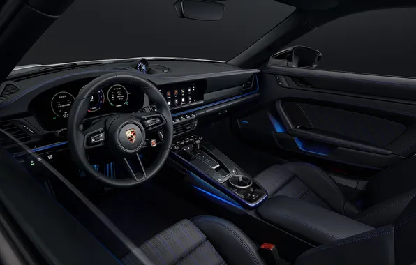Интерьер, Porsche 911, sport car, 2025, Carrera T, Porsche 911 Carrera T